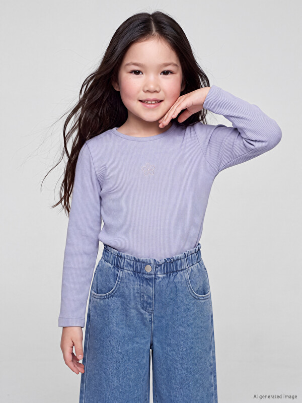 LCW Kids Simli Kız Çocuk Tişört