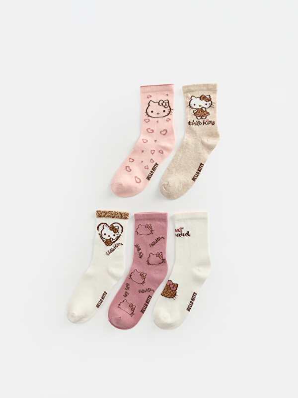 LCW Kids Çorape kyçi me motive Hello Kitty, pesë-pako për vajza