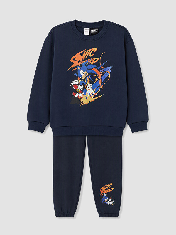 LCW Kids Sonic Printed Boys' Thick Tracksuit Set