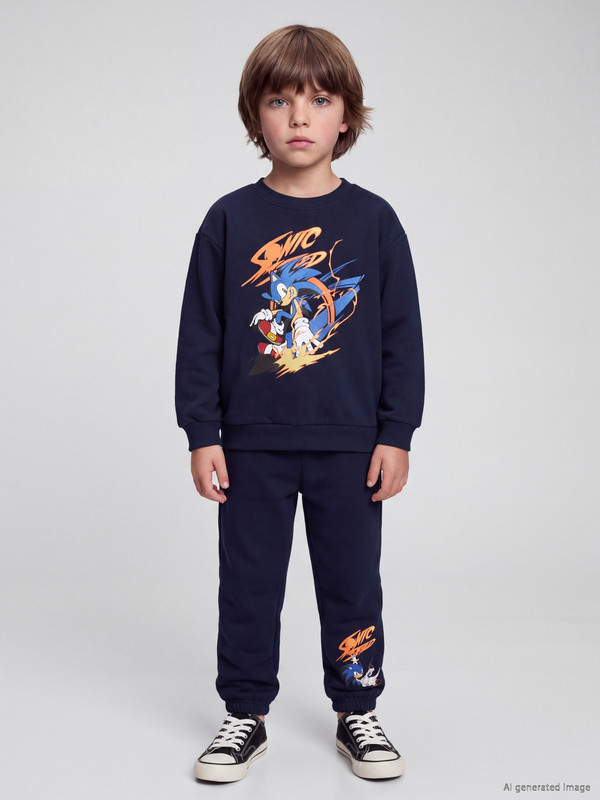 LCW Kids Sonic Printed Boys' Thick Tracksuit Set