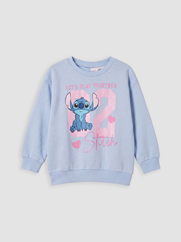 LCW Kids Stitch Baskılı Kız Çocuk Sweatshirt