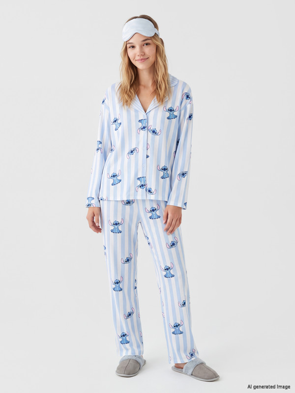 LCW Young Stitch Patterned Women's Pyjamas Set
