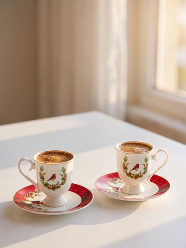 LCW HOME 2 Person Patterned Coffee Cup Set