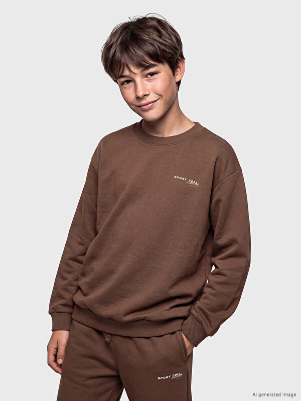 LCW Kids Crew Neck Printed Boys' Sweatshirt