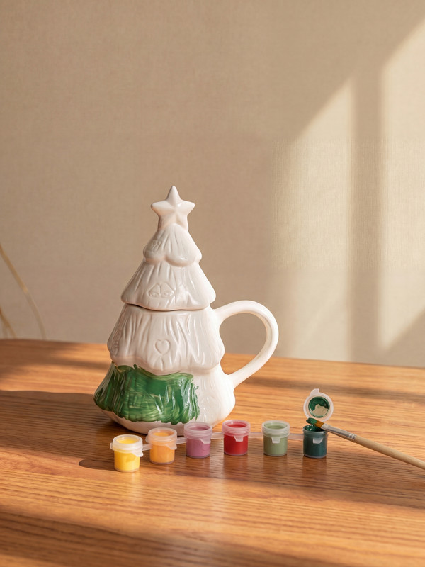 LCW HOME New Year Themed Lidded Mug Painting Set