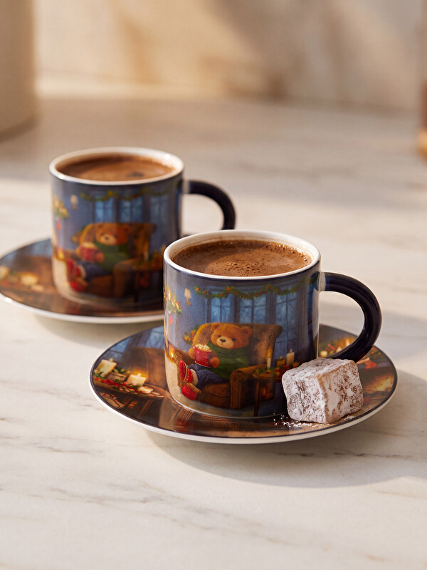 LCW HOME سێتی کوپێکی قاوەی پۆرسڵینی بۆ 2 کەس بە ڕووخساری ساڵی نوێ 90 ml