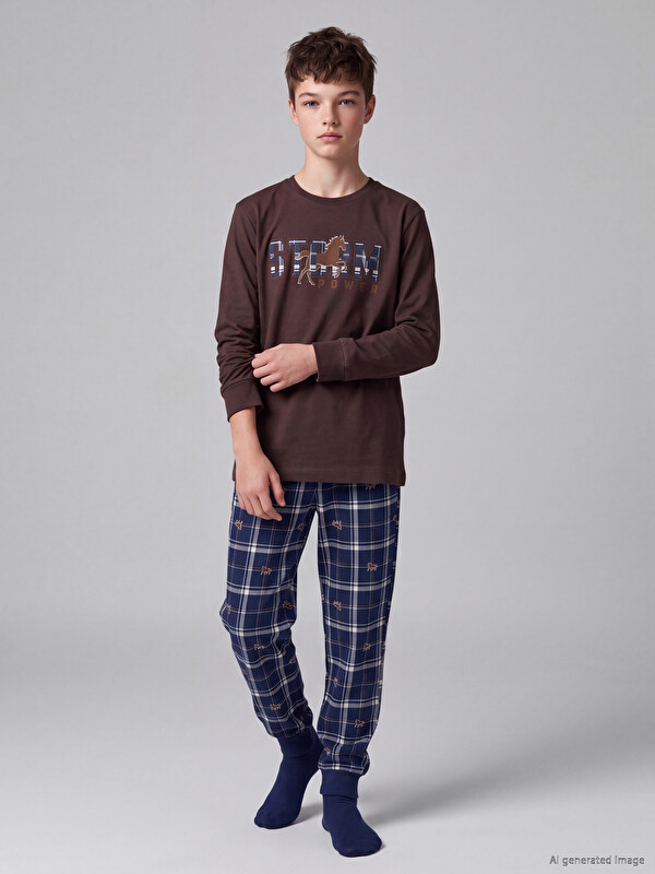 LCW Kids Bisiklet Yaka Erkek Çocuk Pijama Takım