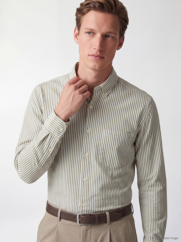 SOUTHBLUE Regular Fit Striped Oxford Men's Shirt