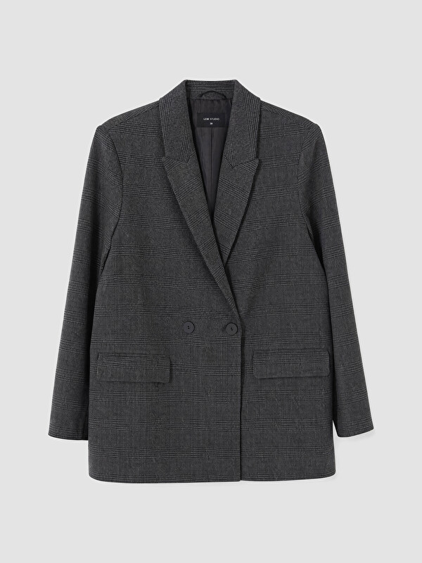 LCW STUDIO Kruvaze Yaka Ekose Kadın Blazer Ceket
