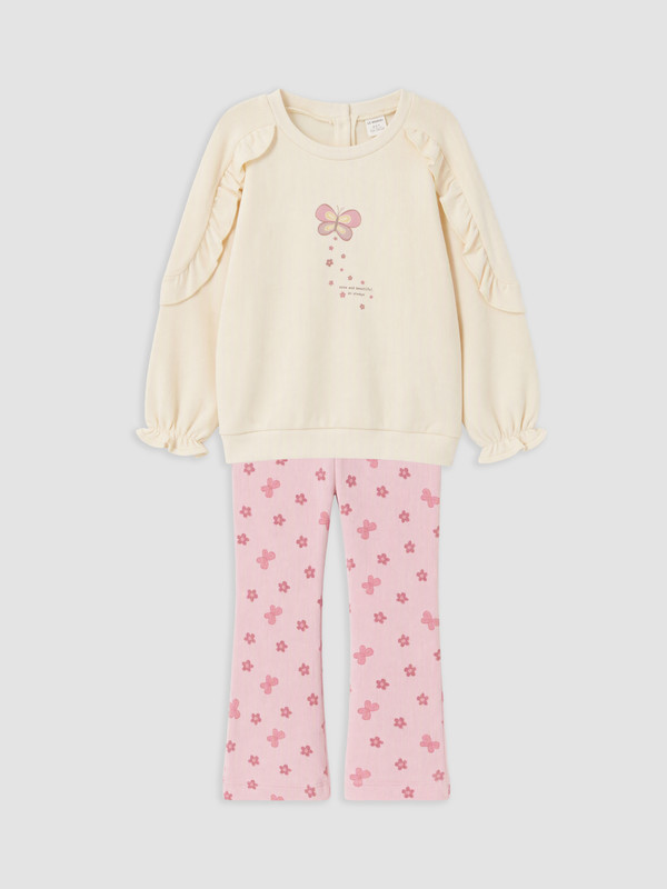 LCW baby Ruffled Printed Baby Girls' Set