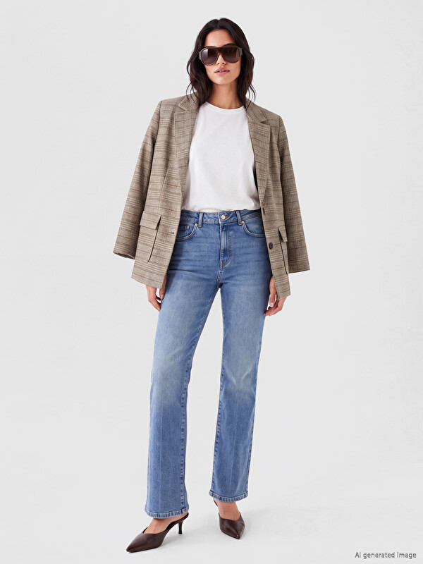 LCW Jeans Yüksek Bel Flare Fit Kadın Jean Pantolon