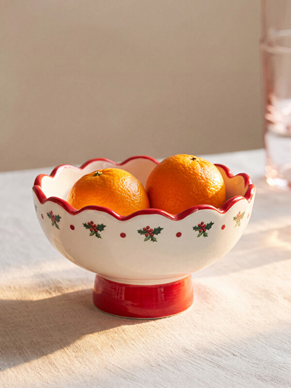 LCW HOME Printed Ceramic Footed Bowl