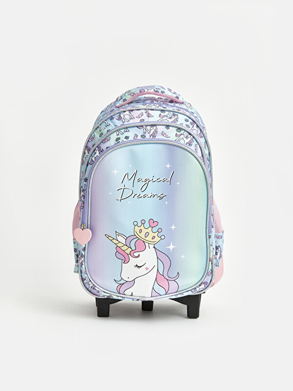 LCW ACCESSORIES Baskılı Kız Çocuk Çekçekli Sırt Çantası