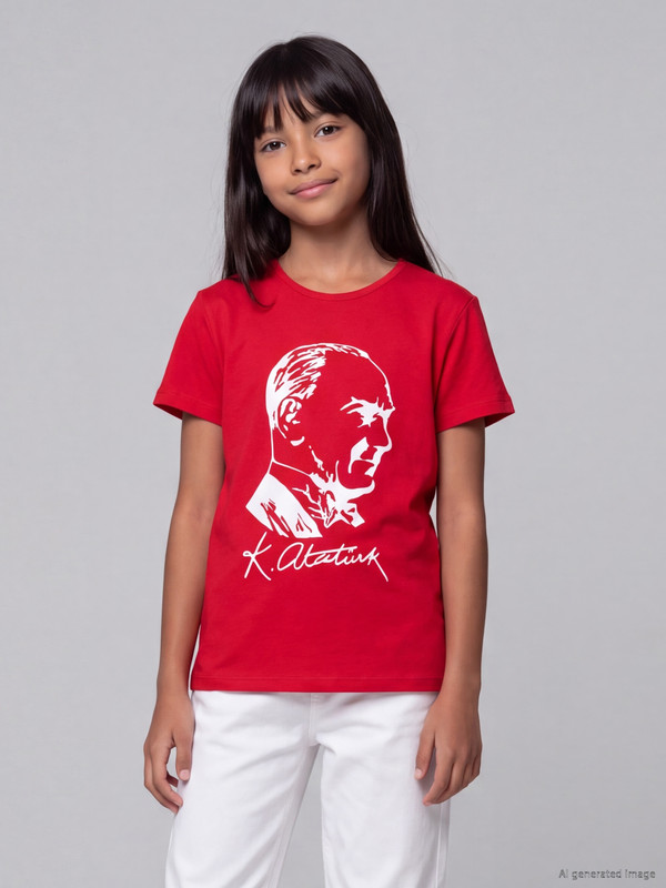 LCW Kids Atatürk Printed Girls' T-Shirt