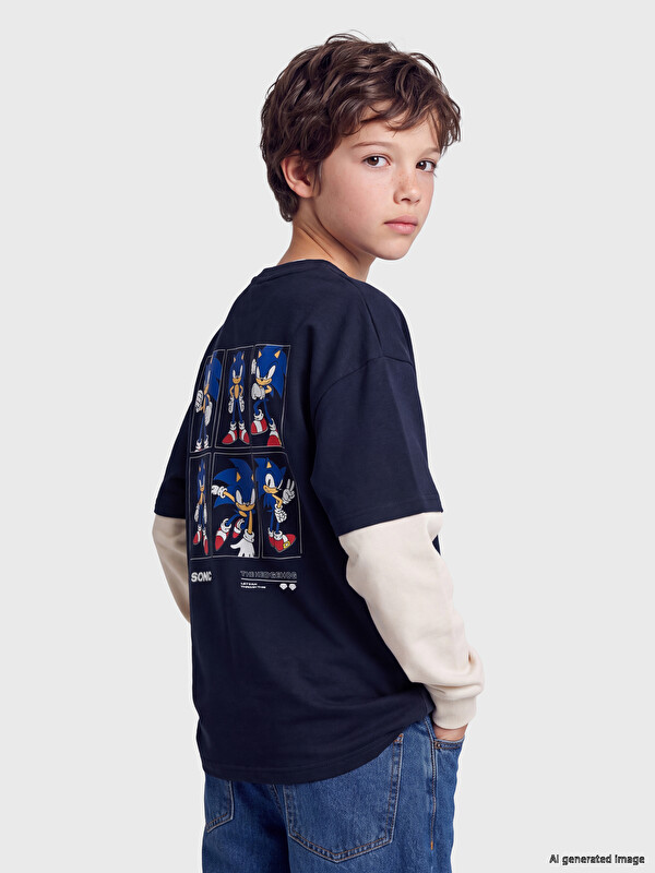 LCW Kids Детска маица за момчиња со Соник печат