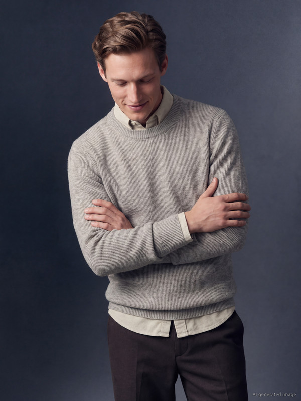SOUTHBLUE Crew Neck Ribbed Men's Knitwear Sweater