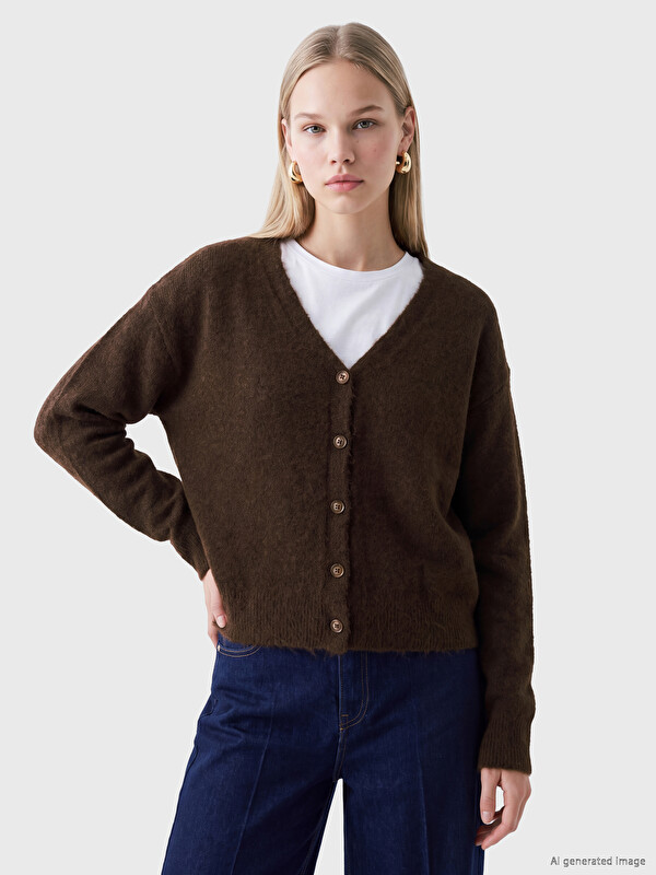 LCW Vision V Neck Women's Knitwear Cardigan