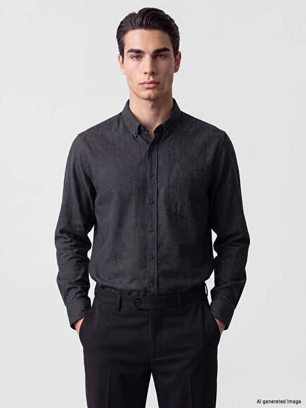 LCWAIKIKI Classic Regular Fit Striped Oxford Men's Shirt