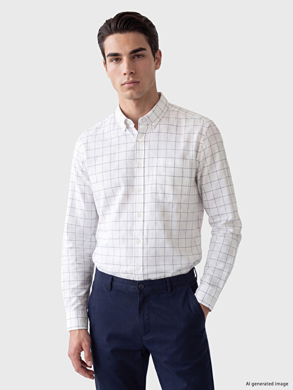 LCWAIKIKI Classic Regular Fit Plaid Oxford Men's Shirt