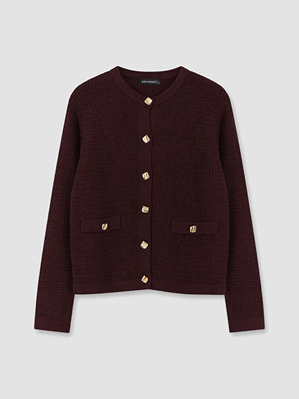 LCW Modest Женщины Бордовый Кардиган