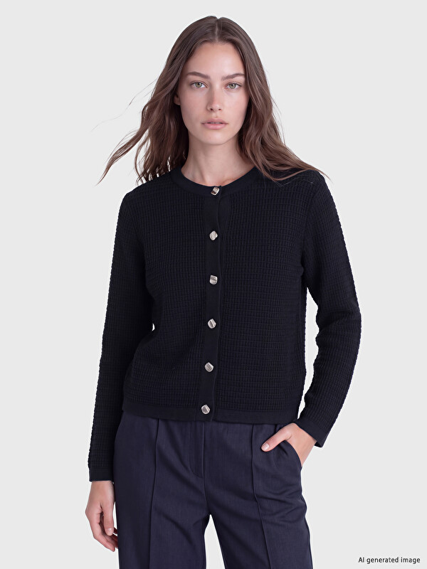 LCW Modest Crew Neck Women's Knitwear Cardigan