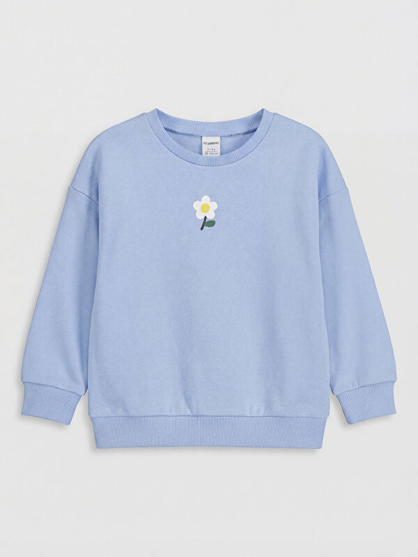 LCW Kids Crew Neck Embroidered Girls' Sweatshirt