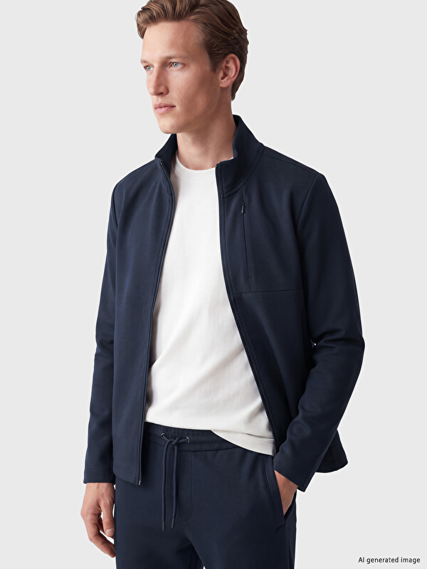 SOUTHBLUE Dik Yaka Erkek Fermuarlı Sweatshirt