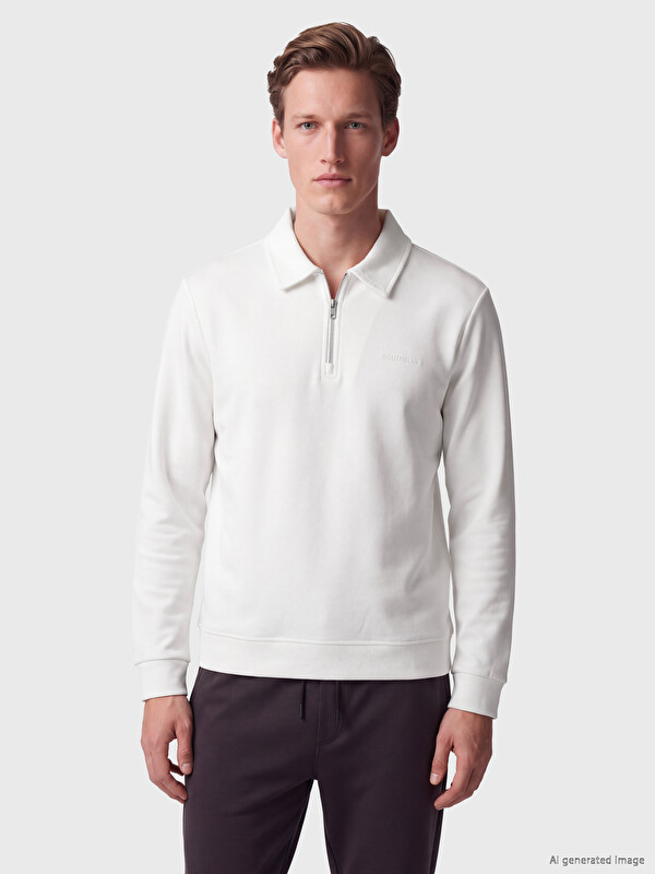 SOUTHBLUE Shirt Collar Embroidered Men's Sweatshirt