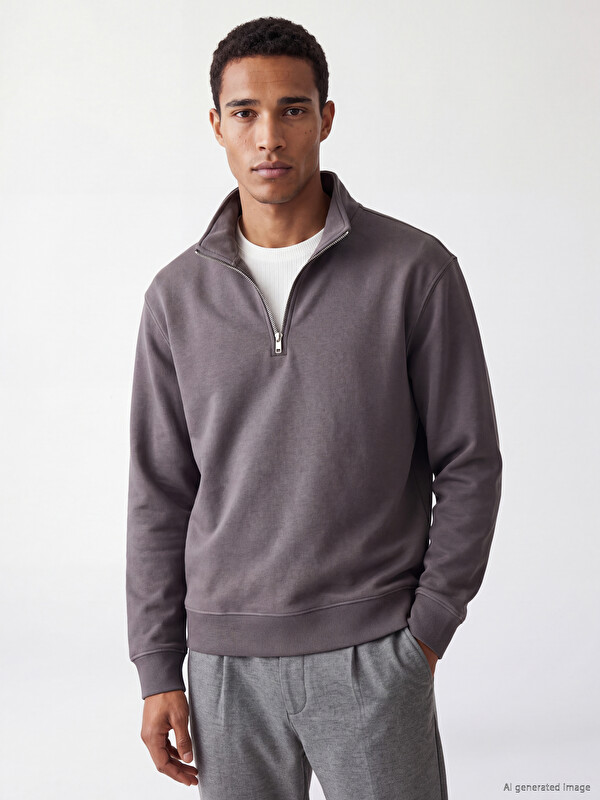 LCW Vision Mock Neck Men's Thick Sweatshirt