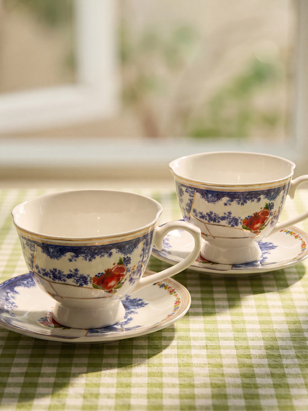 LCW HOME 2 Person Patterned Coffee Cup Set
