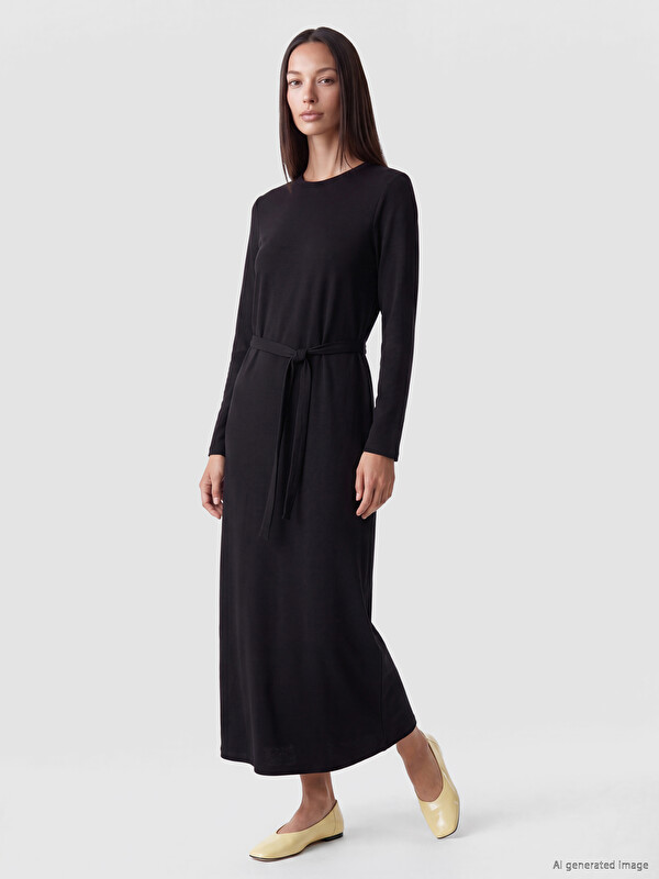 LCW EVERYDAY Soft Touch Waist Belted Dress