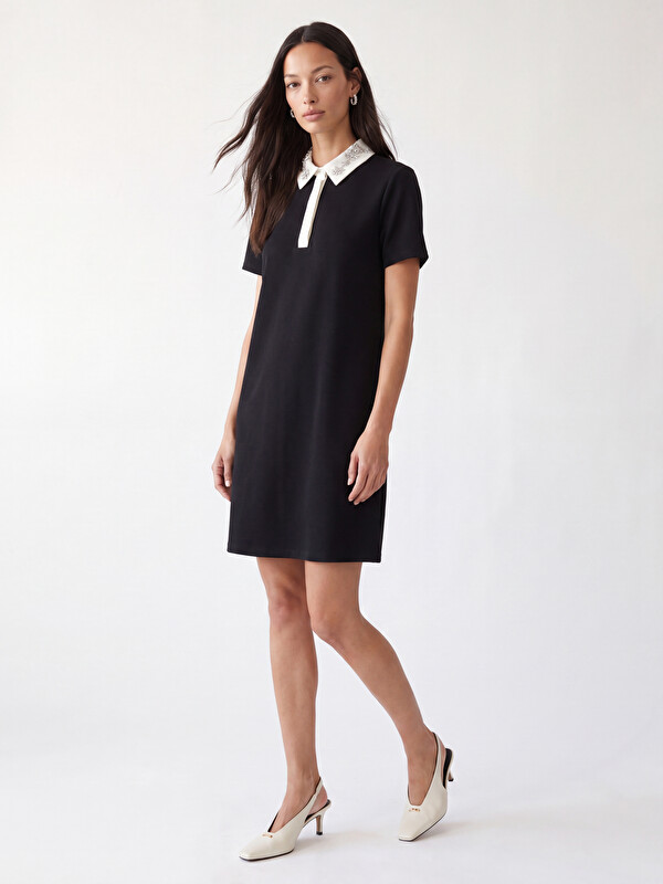 LCW EVERYDAY Polo Yaka Taşlı Mini Elbise
