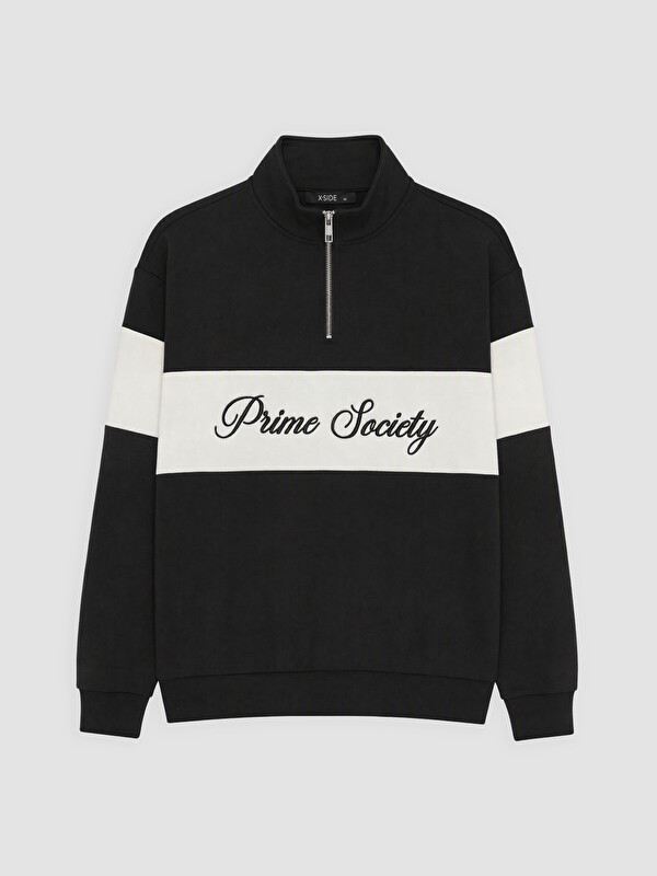 XSIDE Dik Yaka Renk Bloklu Erkek Sweatshirt