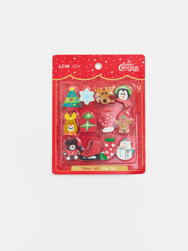 LCW JOY 12 Pack Christmas Themed Eraser Set