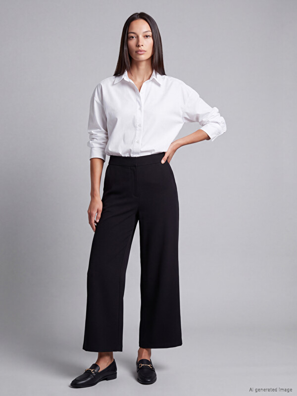 LCW EVERYDAY Elastic Waist Wide Leg Women's Trousers