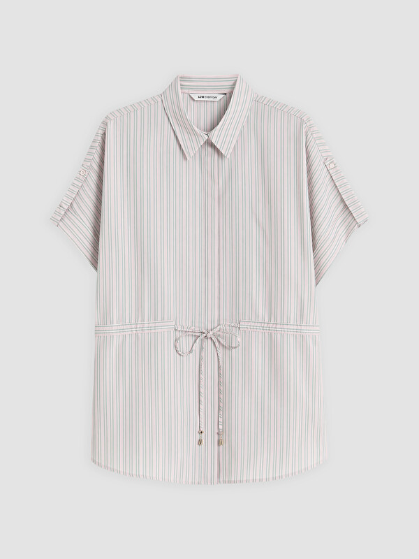 LCW EVERYDAY Çizgili Beli Bağcıklı Oversize Kadın Gömlek