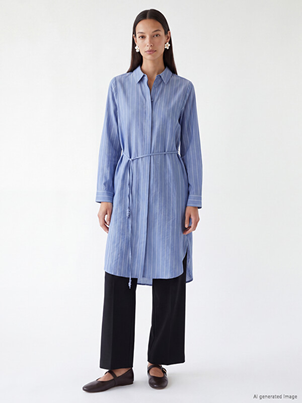 LCW EVERYDAY Çizgili Oversize Kadın Gömlek Tunik