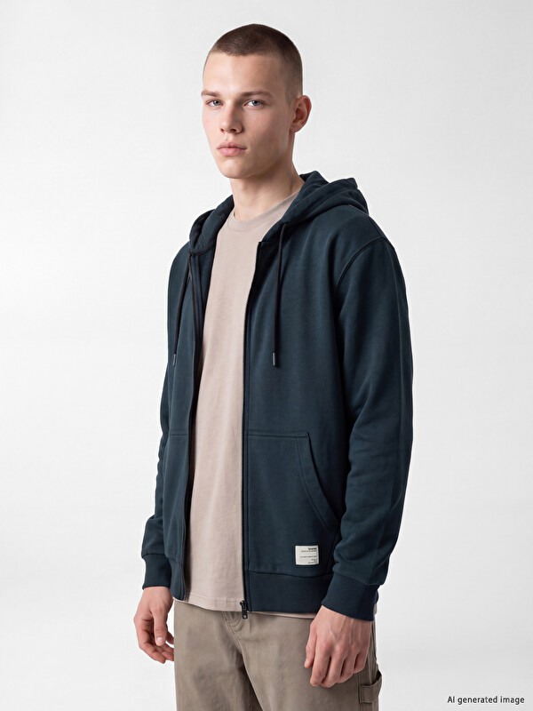 XSIDE Kapüşonlu Erkek Fermuarlı Sweatshirt