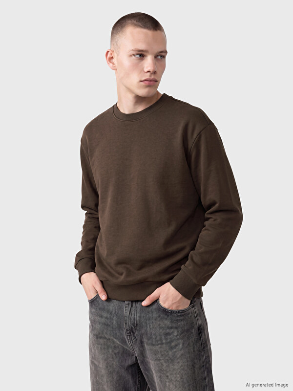 XSIDE Bisiklet Yaka Erkek Kalın Sweatshirt