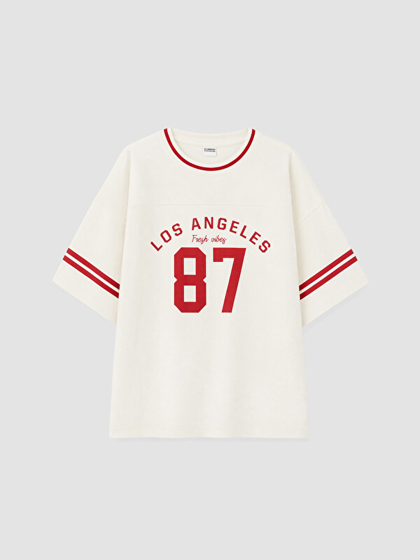 LCW Kids Crew Neck Los Angeles Printed Girls' T-Shirt