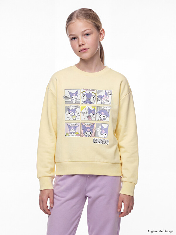 LC WAIKIKI Kuromi Baskılı Kız Çocuk Kalın Sweatshirt