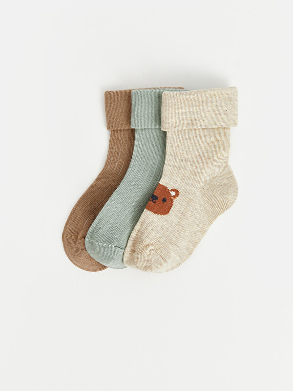 LC WAIKIKI Bear Printed Baby Boys' Ankle Socks 3-pack