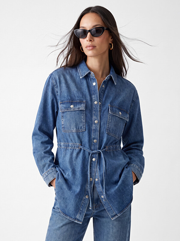 LCW EVERYDAY Beli Bağlamalı Kadın Jean Gömlek