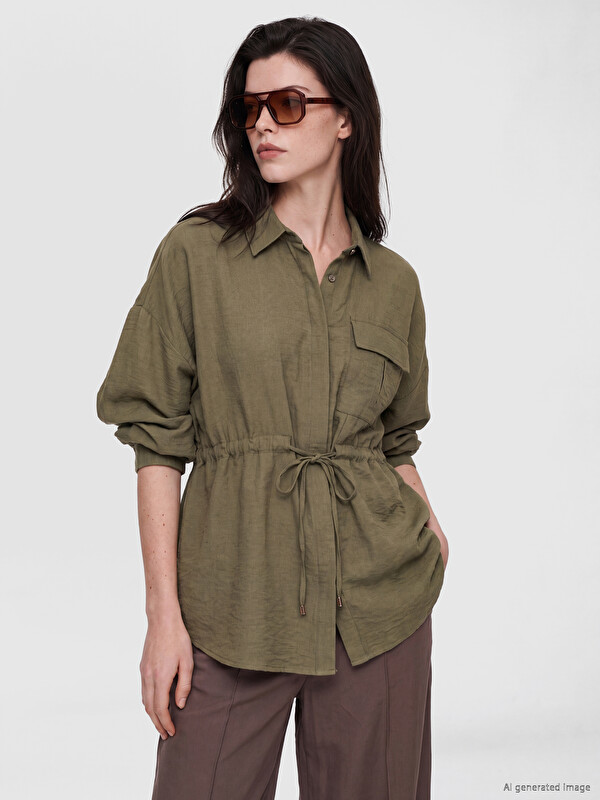 LCW Comfort Waist Tied Oversize Women's Shirt