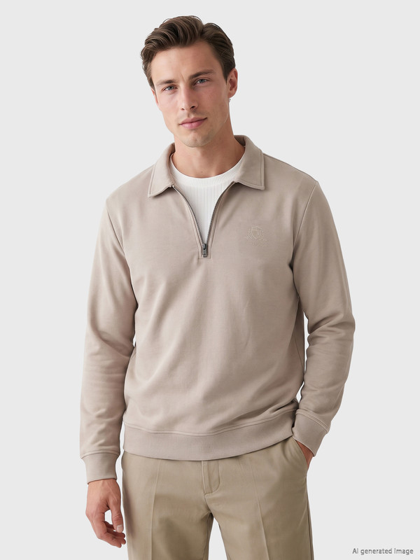 LCWAIKIKI Classic Polo Collar Printed Men's Sweatshirt