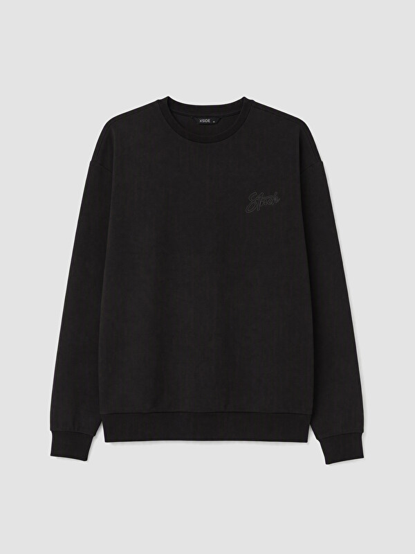 XSIDE Bisiklet Yaka Nakışlı Erkek Sweatshirt