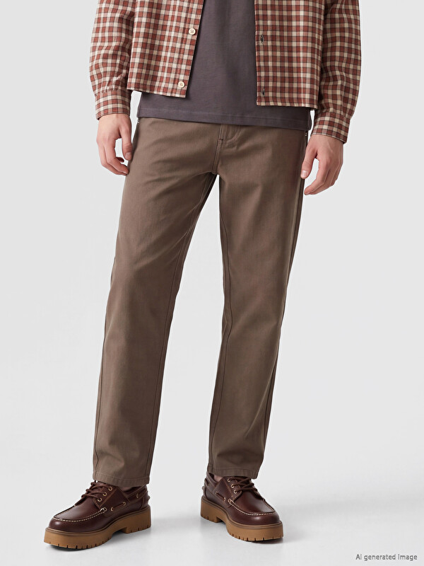 XSIDE Relaxed Fit Gabardine Cotton Men's Trousers