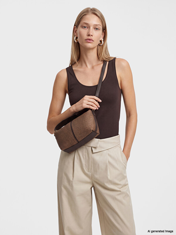 LCW ACCESSORIES Women's Straw Shoulder Bag