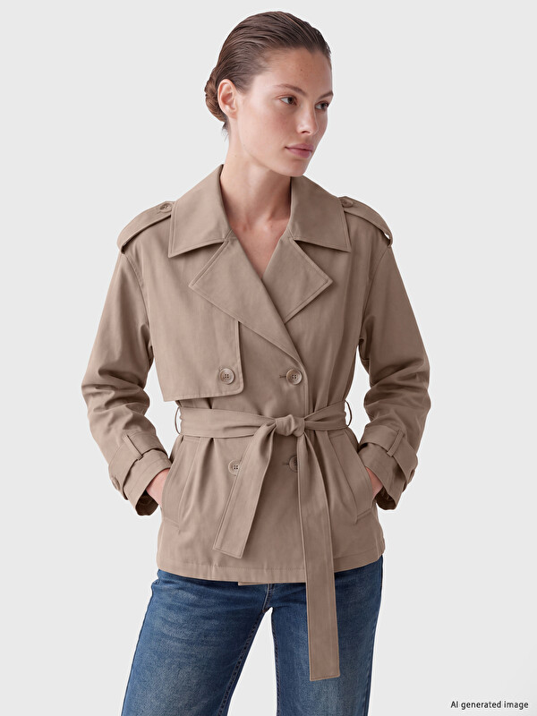LCW EVERYDAY Double-breasted Collar Women's Trench Coat