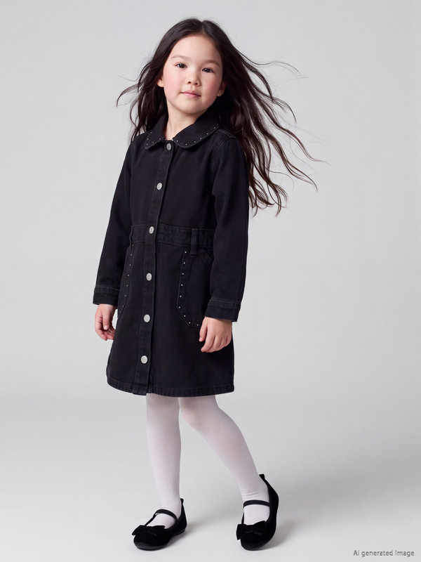 LCW baby Rhinestone Embellished Girls' Jean Dress